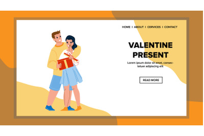 Valentine Present Husband Giving To Wife Vector