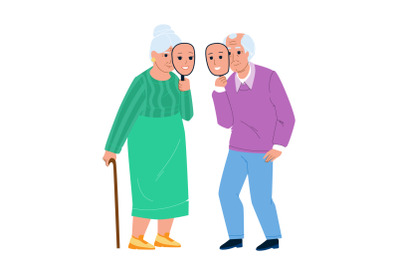 Ageism Of Elderly Man And Woman Couple Vector