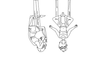 Air Yoga Training Exercise Girls Couple Vector