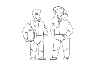 Astronaut Children Couple In Space Suit Vector