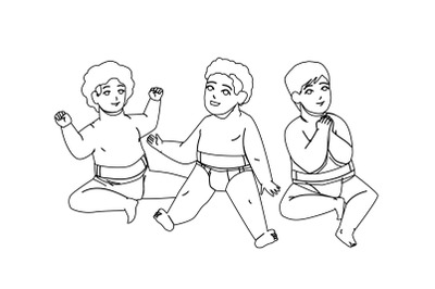 Babies Sitting On Floor And Relax Together Vector