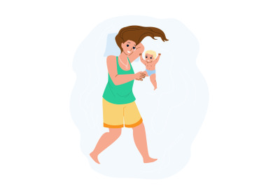 Mother And Newborn Baby Playing Together Vector