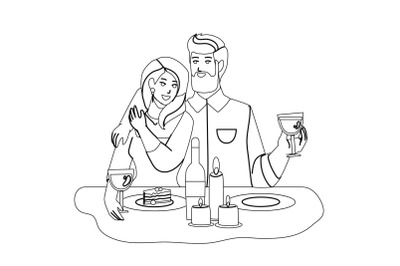 Couple Have Romantic Dining With Candles Vector