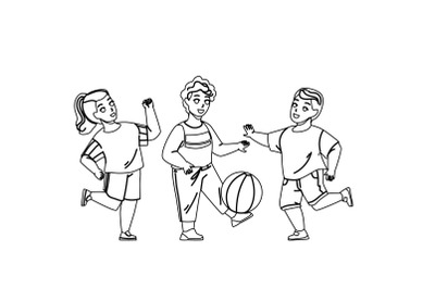 Children Playing With Ball Outside Together Vector