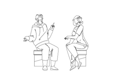 Conversation Between Young Man And Woman Vector