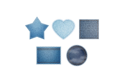 Denim Shapes For Decorating Clothing Set Vector