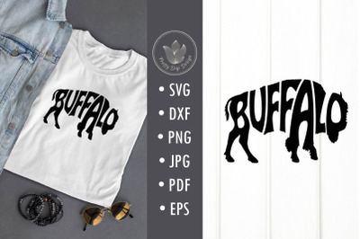 Buffalo Svg cut file&2C; Lettering in buffalo&2C; bison shape