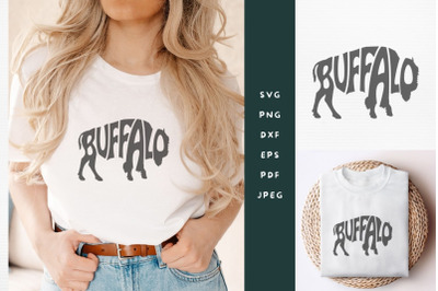 Buffalo Svg cut file, Lettering in buffalo, bison shape