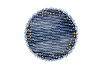 Round Denim Shape Accessory For Fix Clothes Vector