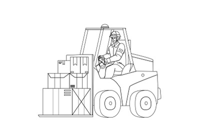 Forklift Worker Driving Truck In Warehouse Vector