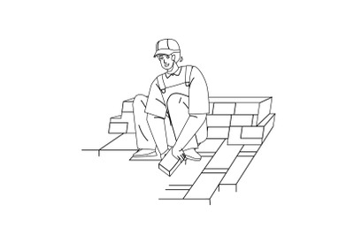 Granite Worker Laying Street Stone Pavers Vector