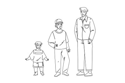 Growing Boy From Little Baby To Adult Man Vector