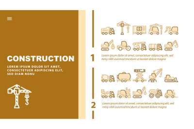 Construction Vehicle Landing Header Vector