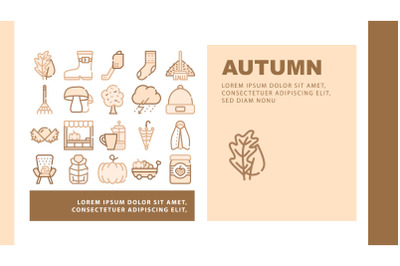 Autumn Season Objects Landing Header Vector