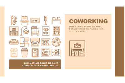 Coworking Work Office Landing Header Vector