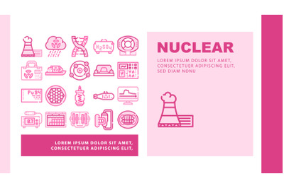 Nuclear Energy Power Landing Header Vector