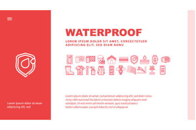 Waterproof Material Landing Header Vector