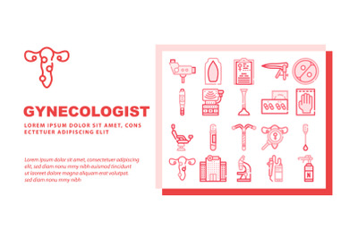 Gynecologist Treatment Landing Header Vector