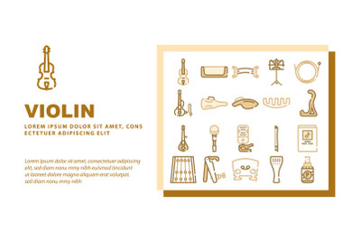 Violin String Musical Instrument Landing Header Vector