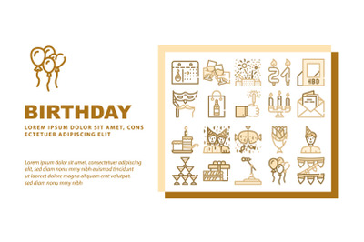 Birthday Event Party Landing Header Vector