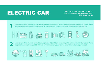 Electric Car Vehicle Landing Header Vector