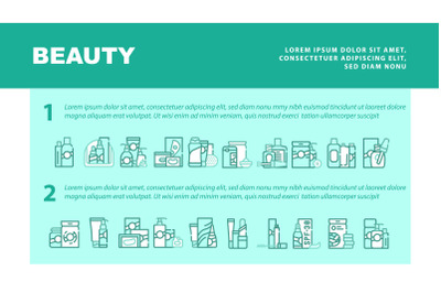 Beauty Products Makeup Landing Header Vector