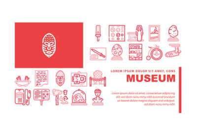 Museum Exhibits And Excursion Landing Header Vector