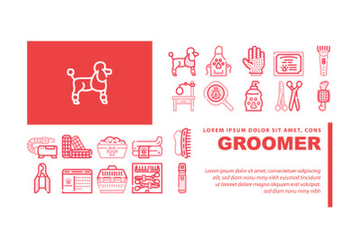 Groomer Pet Service Landing Header Vector