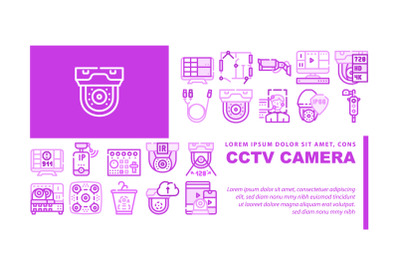 Cctv Camera Security Landing Header Vector