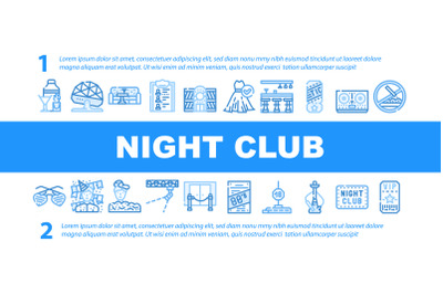 Night Club Dance Party Landing Header Vector