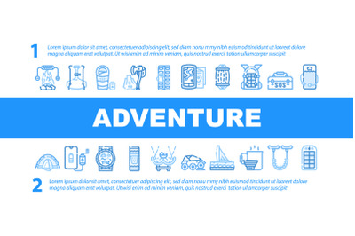 Adventure Equipment Landing Header Vector