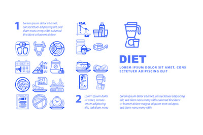 Diet Products And Tool Landing Header Vector