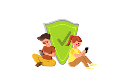 Kids Cyber Safety Connection Technology Vector