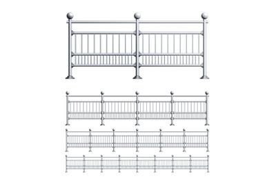 Steel Railings Exterior Construction Set Vector