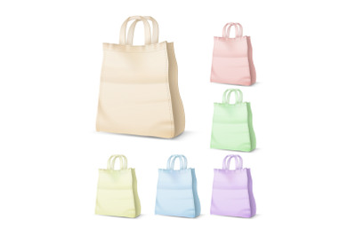 Shopping Bag Different Color Collection Set Vector