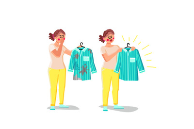 Woman Holding Smell And Washing Clothes Vector