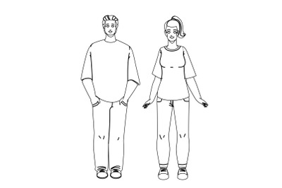 T-shirt Clothing Wearing Man And Woman Vector