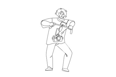 Videographer Make Video With Digital Camera Vector