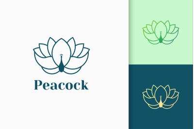 Peacock Flower Logo in Luxury Style