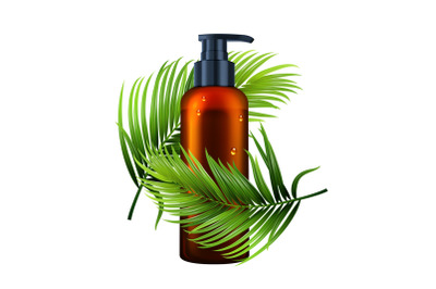 Lotion Bottle With Pump And Tree Branch Vector