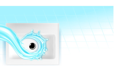 Kitchen Sink With Flowing Water Copy Space Vector