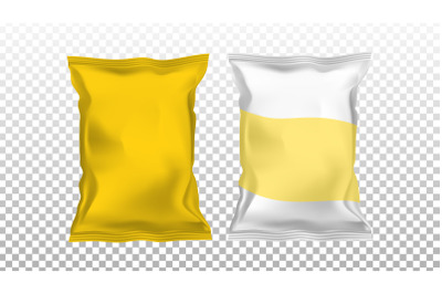 Chips Potato Blank Foil Packages Bags Set Vector