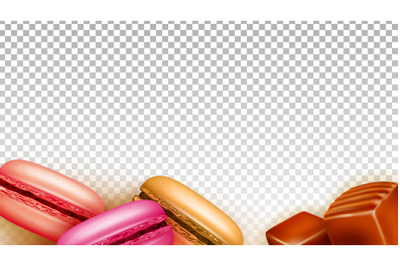 Toffee Caramel Candies And Macaroons Food Vector