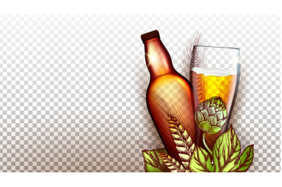 Beer Drink Product Glass And Blank Bottle Vector