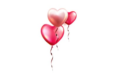 Air Balloons In Heart Form With Ribbon Vector