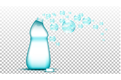 Universal Cleaner Blank Bottle And Bubbles Vector