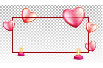 Air Balloons, Burning Candles And Frame Vector