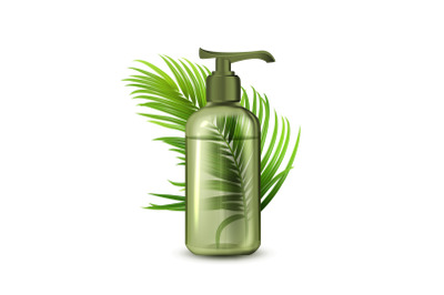 Liquid Soap Bottle With Pump And Branch Vector