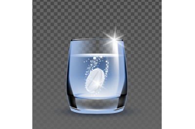 Tablet Effervescent Soluble In Water Glass Vector