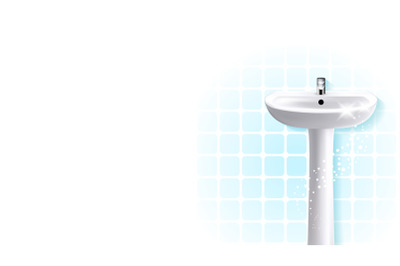 Bathroom Sink With With Faucet Copyspace Vector